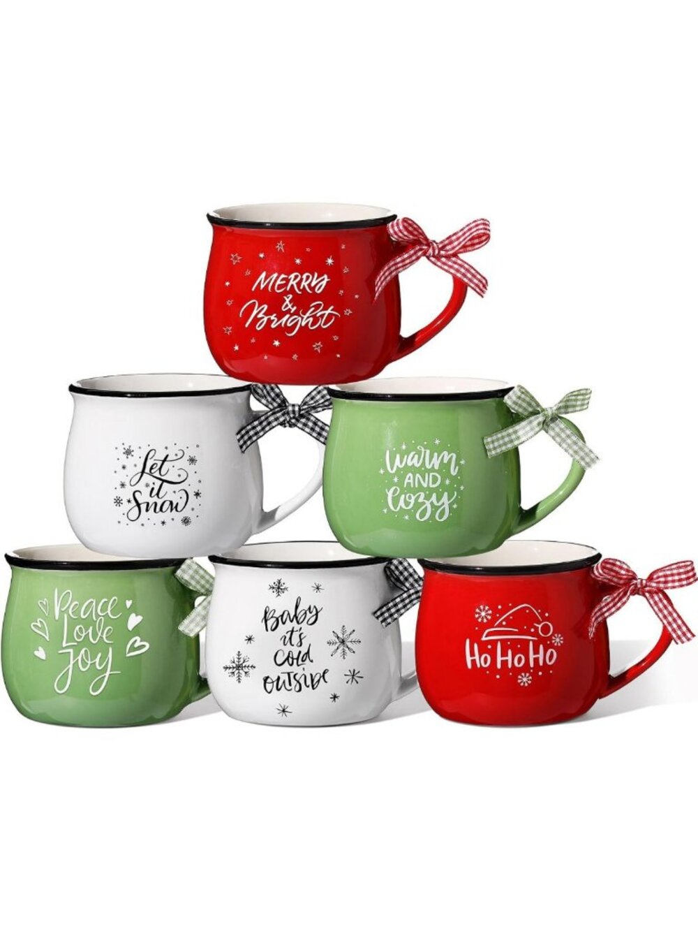 Sawysine 6 Set Christmas Coffee Mugs, Holiday Gift